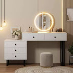 Toeletta con Specchio e Luci, Mobile Trucco con 5 Cassetti, Organizzatore Moderno per Trucchi con 3 Luci Colorate