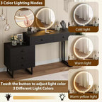 Toeletta con Specchio e Luci, Mobile Trucco con 5 Cassetti, Organizzatore Moderno per Trucchi con 3 Luci Colorate