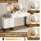 Toeletta con Specchio e Luci, Mobile Trucco con 5 Cassetti, Organizzatore Moderno per Trucchi con 3 Luci Colorate