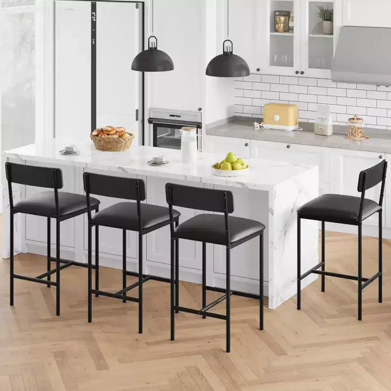 Lot de 2/4 tabourets de bar, tabourets de bar de cuisine avec repose-pieds, tabourets de comptoir rembourrés en PU, chaises de bar avec dossier pour îlot de cuisine