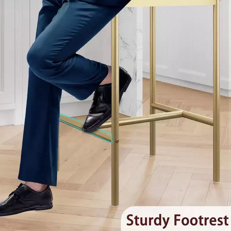 Lot de 2/4 tabourets de bar, tabourets de bar de cuisine avec repose-pieds, tabourets de comptoir rembourrés en PU, chaises de bar avec dossier pour îlot de cuisine