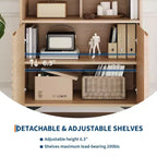 Mobile Contenitore Scanalato, Credenza a Buffet con Ante e Ripiani Regolabili per Cucina, Ingresso