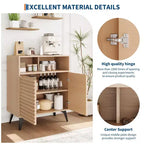 Mobile Contenitore Scanalato, Credenza a Buffet con Ante e Ripiani Regolabili per Cucina, Ingresso