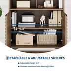Mobile Contenitore Scanalato, Credenza a Buffet con Ante e Ripiani Regolabili per Cucina, Ingresso