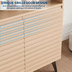 Mobile Contenitore Scanalato, Credenza a Buffet con Ante e Ripiani Regolabili per Cucina, Ingresso