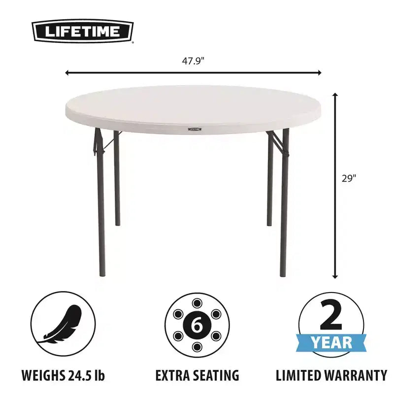 Tavolo rotondo Lifetime 48 impilabile, bianco (81111)