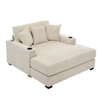 Merax Moderna Chaise Longue in ciniglia con stazione di ricarica, portabicchieri e cuscini lavabili