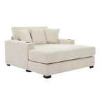 Merax Moderna Chaise Longue in ciniglia con stazione di ricarica, portabicchieri e cuscini lavabili