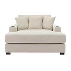 Merax Moderna Chaise Longue in ciniglia con stazione di ricarica, portabicchieri e cuscini lavabili