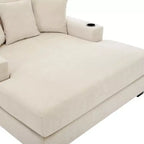 Merax Moderna Chaise Longue in ciniglia con stazione di ricarica, portabicchieri e cuscini lavabili