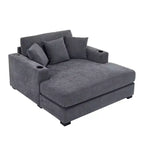 Merax Moderna Chaise Longue in ciniglia con stazione di ricarica, portabicchieri e cuscini lavabili