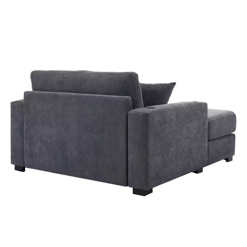 Merax Moderna Chaise Longue in ciniglia con stazione di ricarica, portabicchieri e cuscini lavabili