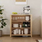 Mobile Contenitore Indipendente in Rattan con Ante e Ripiani Regolabili, Credenza Moderna per Soggiorno, Naturale