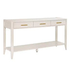 Consolle Verniciata da 60 pollici con 3 Cassetti, Tavolo da Ingresso in Legno con Ripiano Portaoggetti, Tavolo da Divano Rustico per Soggiorno, Beige