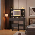 Toeletta Glam Vanity Set con Specchio Scorrevole e Sgabello, Scrivania Trucco con Specchio Dotata di Luci LED a 3 Colori