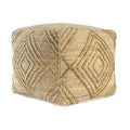 HomeRoots 18 Natural Jute Blend Cube Geometric Pouf Ottoman