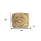 HomeRoots Pouf/Ottomano cubo geometrico in misto juta naturale 18