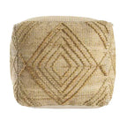 HomeRoots Pouf/Ottomano cubo geometrico in misto juta naturale 18