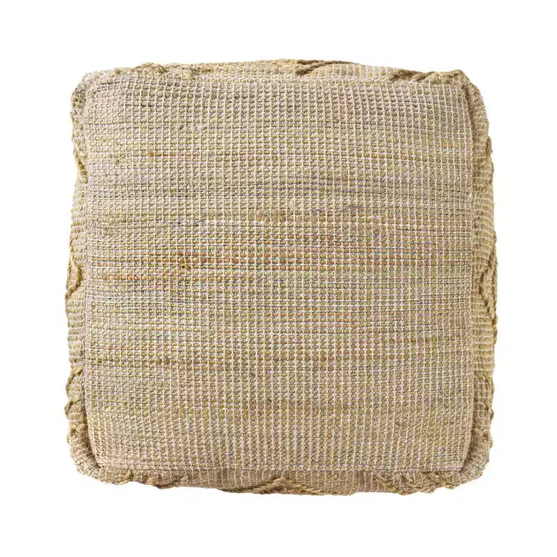 HomeRoots Pouf/Ottomano cubo geometrico in misto juta naturale 18