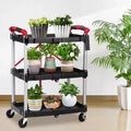 Acekool 3-Tier Rolling Utility Cart - Foldable Storage with Locking Wheels for Kitchen, Office & More