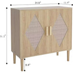 Mobile buffet CuisinSmart, mobile contenitore con 2 ante in rattan, credenza, mobile d'accento per soggiorno, sala da pranzo, ingresso