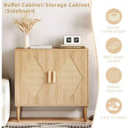 Mobile buffet CuisinSmart, mobile contenitore con 2 ante in rattan, credenza, mobile d'accento per soggiorno, sala da pranzo, ingresso