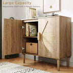 Mobile buffet CuisinSmart, mobile contenitore con 2 ante in rattan, credenza, mobile d'accento per soggiorno, sala da pranzo, ingresso