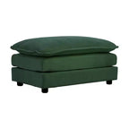 Divano componibile a U con chaise longue reversibile e due pouf extra in ciniglia verde
