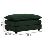 Divano componibile a U con chaise longue reversibile e due pouf extra in ciniglia verde