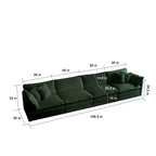 Divano componibile a U con chaise longue reversibile e due pouf extra in ciniglia verde
