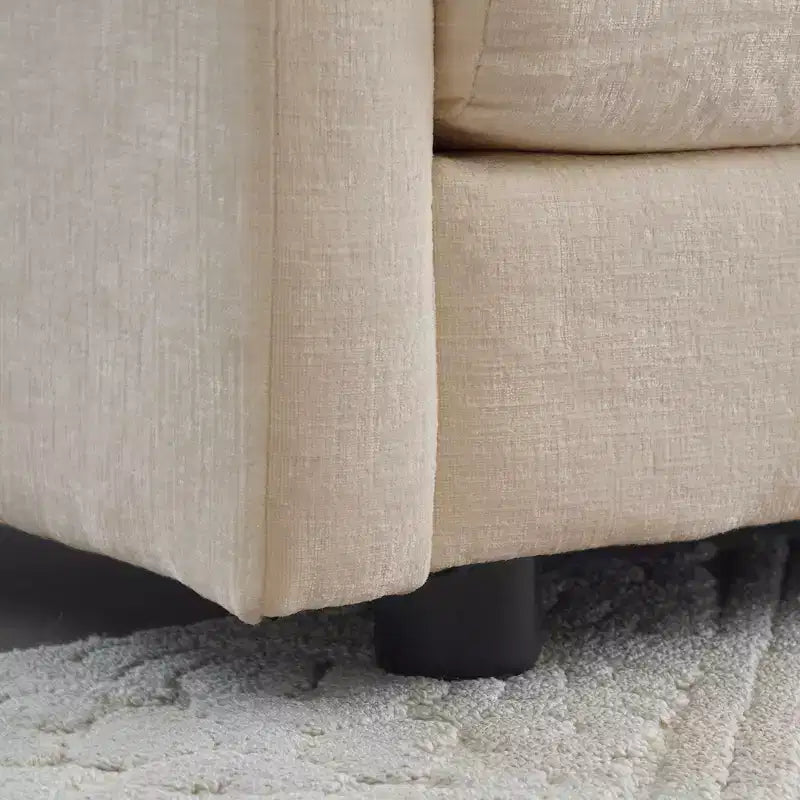 Divano componibile a U con chaise longue reversibile e due pouf extra in ciniglia verde