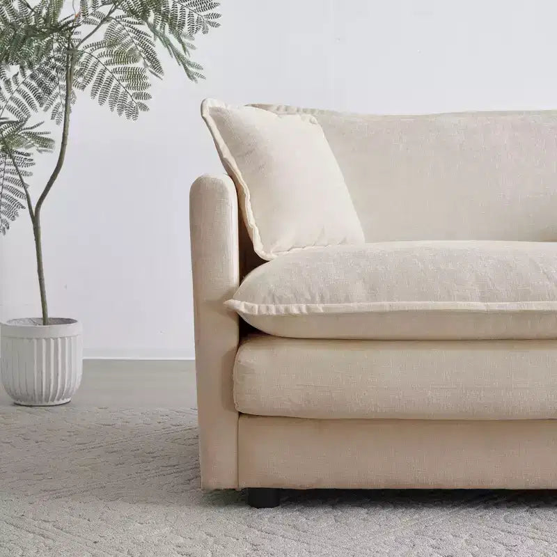 Divano componibile a U con chaise longue reversibile e due pouf extra in ciniglia verde