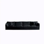 Divano componibile a U con chaise longue reversibile e due pouf extra in ciniglia verde
