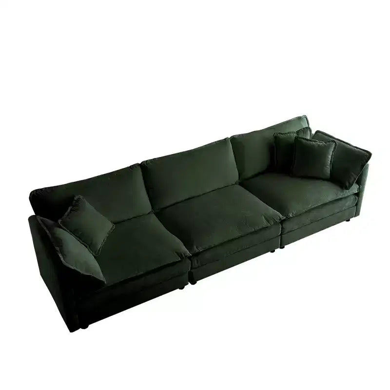 Set Divano 3 Pezzi Salotto Divano Poltrona Divanetto e Divano Tre Posti Ciniglia Verde