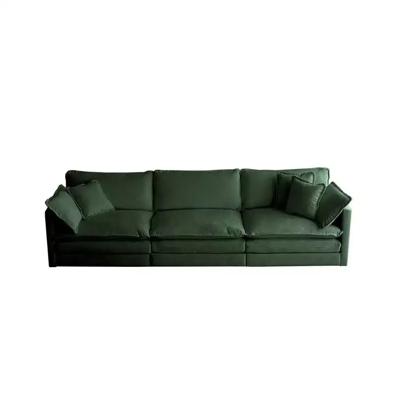 Set Divano 3 Pezzi Salotto Divano Poltrona Divanetto e Divano Tre Posti Ciniglia Verde