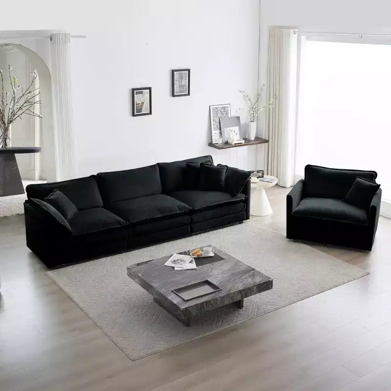 Set Divano 3 Pezzi Salotto Divano Poltrona Divanetto e Divano Tre Posti Ciniglia Verde
