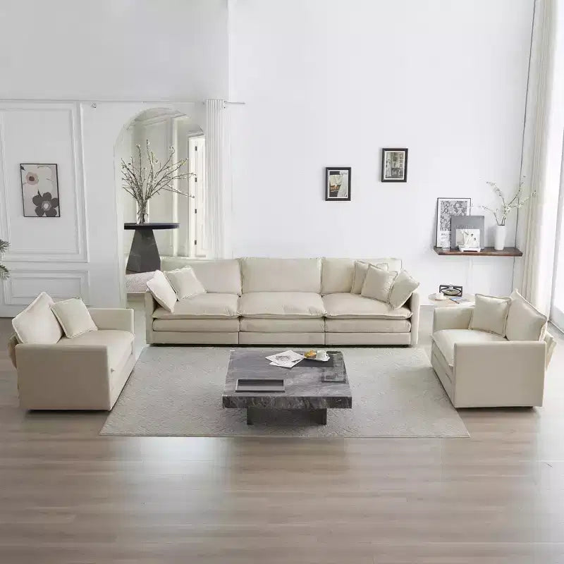 Set Divano 3 Pezzi Salotto Divano Poltrona Divanetto e Divano Tre Posti Ciniglia Verde