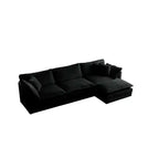 Divano sezionale modulare a L oversize con tappezzeria comoda a combinazione libera e pouf reversibile, in ciniglia beige