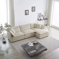 Free Combination Comfy Upholstery Modular Oversized L Shaped Sectional Sofa With Reversible Ottoman Beige Chenille