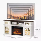 VINGLI Fireplace TV Stand with Sliding Mirrored Door for TVs up to 70, Entertainment Media Console with 23'' Electric Fireplace, White