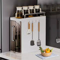 3-Tier Spice Organizer with Doors, Kitchen Cabinet Storage for Spices, Utensils & Cutlery, 4 Hooks, Dustproof Design