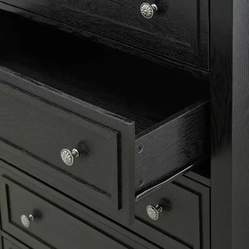 Cassettiera a 5 cassetti per camera da letto, Comò stretto stile rustico alto 122 cm, Cassettiera stretta in legno per armadio, soggiorno, appartamenti
