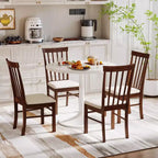 HOMCOM Set Sedie da Cucina in Legno con Telaio in Legno di Gomma, Sedie da Pranzo Imbottite Stile Rustico per Soggiorno, Sala da Pranzo