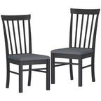 HOMCOM Wooden Dining Chairs Set, Farmhouse Upholstered Kitchen Chairs with Rubber Wood Frame for Living Room, Dining Room