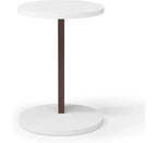 Small End Table, Rustic Round 2-Tier Side Table, Living Room Couch Tray Table, Modern C-Shaped Couch Table with Wood Frame for Bedroom Small Spaces
