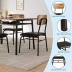 Set da 5 Pezzi per Sala da Pranzo per 4 Persone, Tavolo da Cucina in Legno con Scaffale Contenitore, 4 Sedie Imbottite, Set da Pranzo per Piccoli Spazi, Appartamento