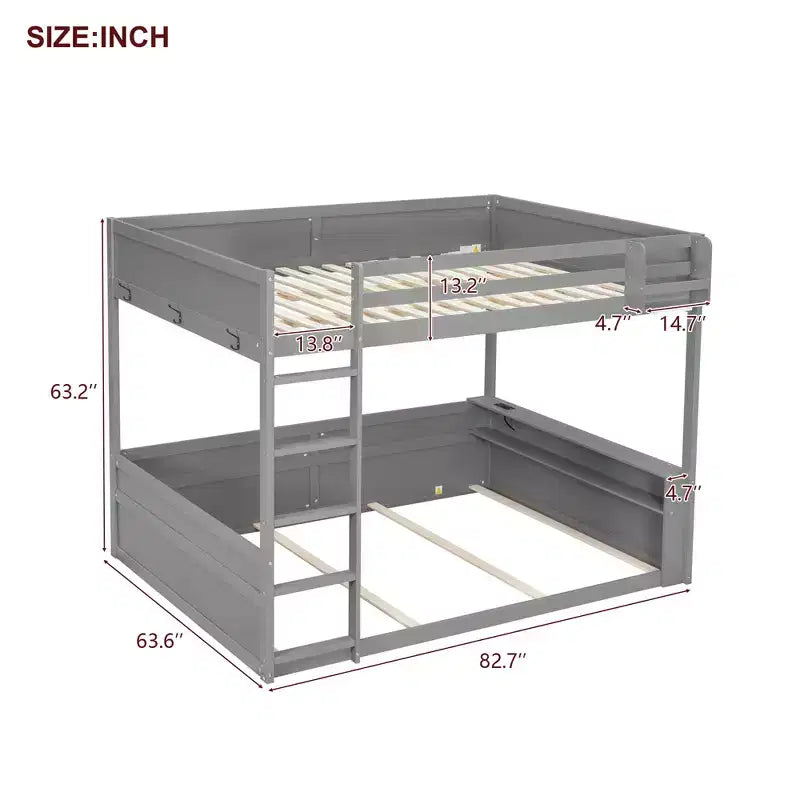 Letto a castello in legno Whisen Queen Size con ripiani portaoggetti, cassettiera, luce LED e stazione di ricarica USB