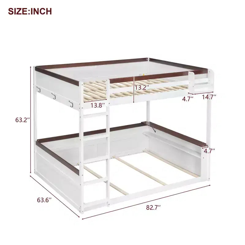 Letto a castello in legno Whisen Queen Size con ripiani portaoggetti, cassettiera, luce LED e stazione di ricarica USB