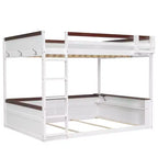 Letto a castello in legno Whisen Queen Size con ripiani portaoggetti, cassettiera, luce LED e stazione di ricarica USB