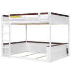 Letto a castello in legno Whisen Queen Size con ripiani portaoggetti, cassettiera, luce LED e stazione di ricarica USB